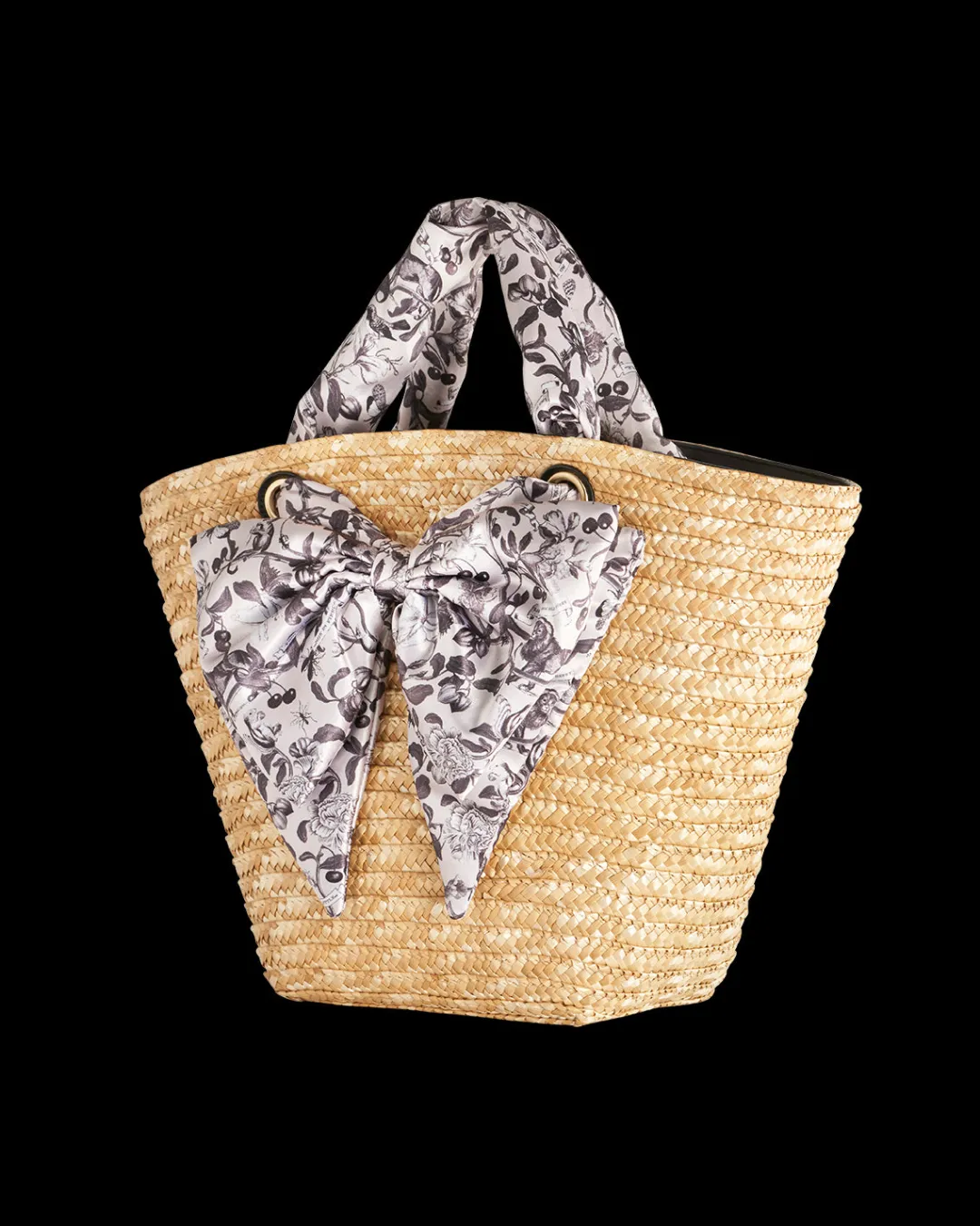 Hot Fable England Tree Of Life Monochrome Raffia Basket Bag
