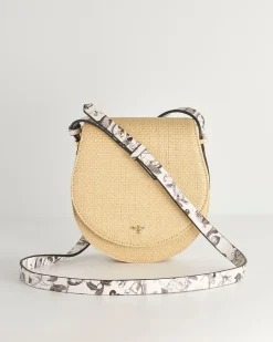 Online Fable England Tree Of Life Monochrome Raffia Saddle Bag