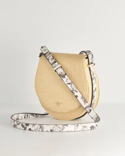 Online Fable England Tree Of Life Monochrome Raffia Saddle Bag