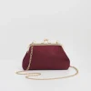 Outlet Fable England Victoriana Burgundy Embroidered Satin Clutch