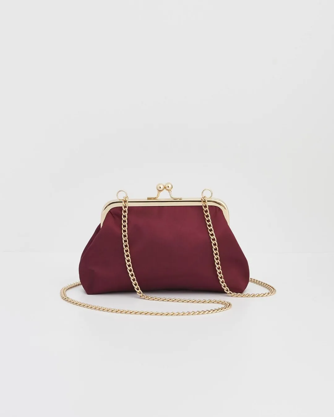Outlet Fable England Victoriana Burgundy Embroidered Satin Clutch