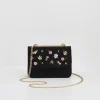 Clearance Fable England Wolf Garden Ditsy Embroidered Black Velvet Purse