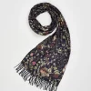 Hot Fable England Wolf Garden Navy Scarf with Tassels