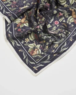 Online Fable England Wolf Garden Navy Square Scarf