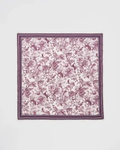 New Fable England Wolf Garden Toile Burgundy Square Scarf