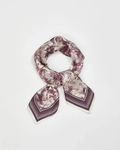 New Fable England Wolf Garden Toile Burgundy Square Scarf