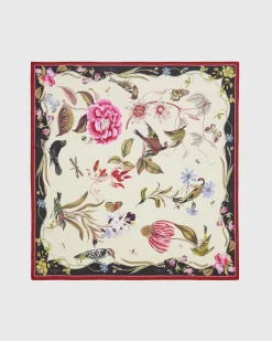 Discount Fable England Wonderland Scene Ivory Square Scarf