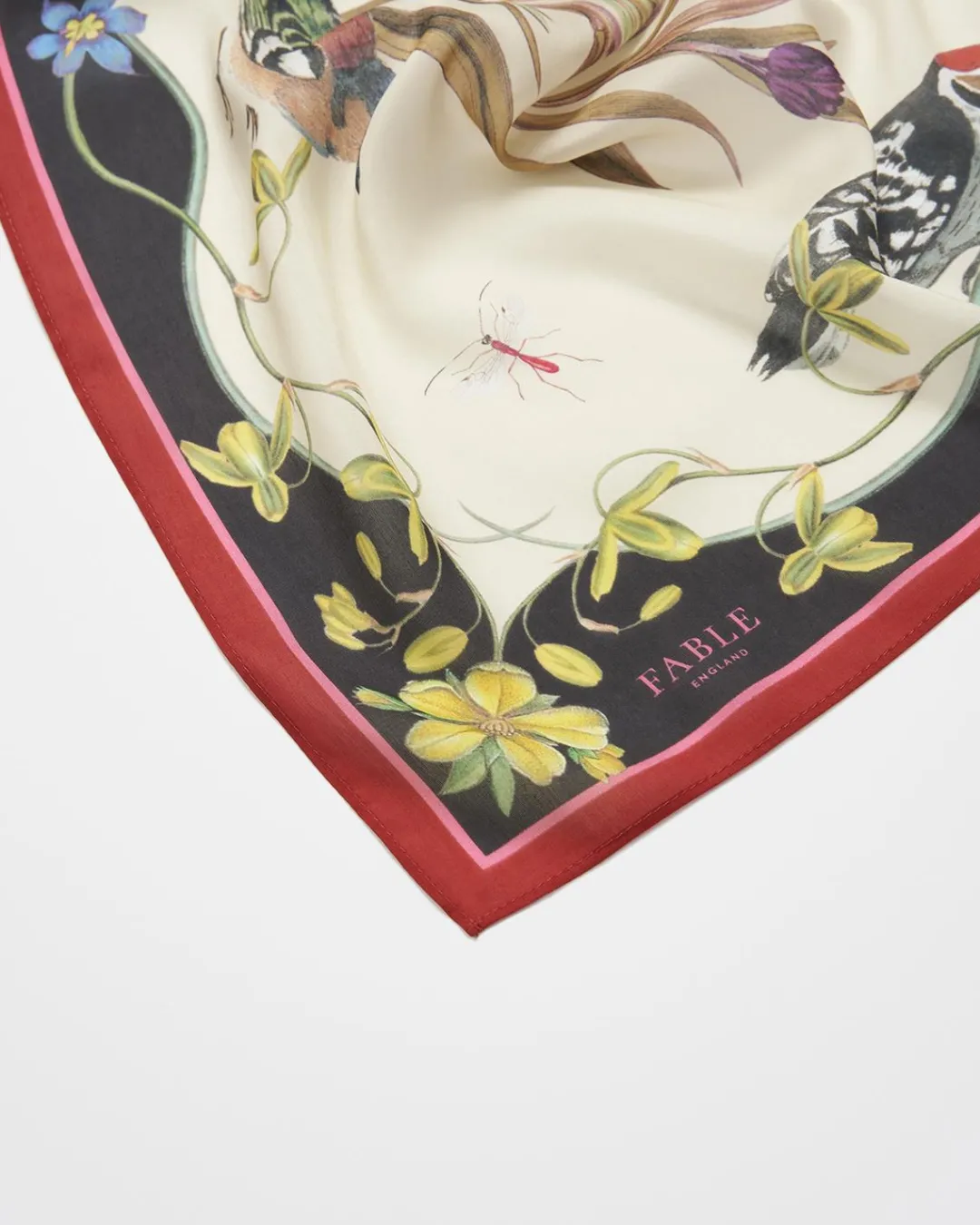 Discount Fable England Wonderland Scene Ivory Square Scarf