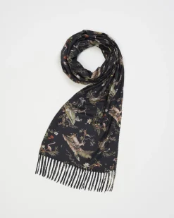 Sale Fable England Wonderland Toile Fringe Scarf