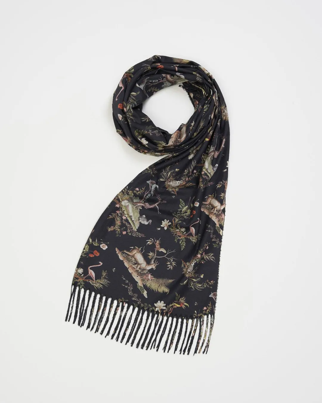 Sale Fable England Wonderland Toile Fringe Scarf