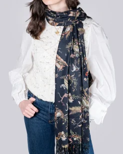 Sale Fable England Wonderland Toile Fringe Scarf