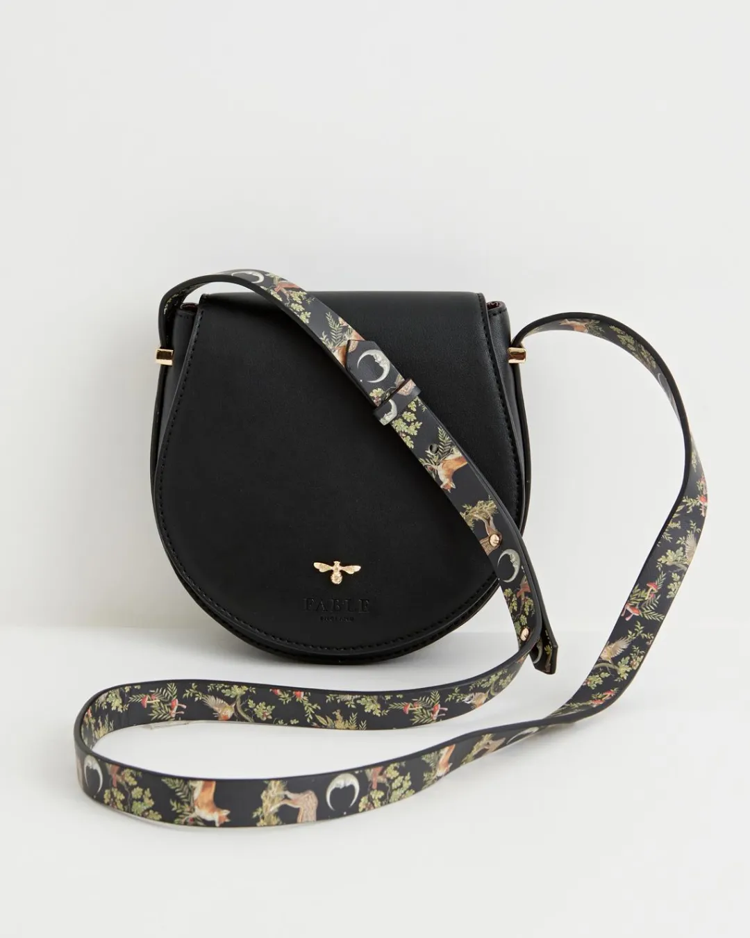 Fashion Fable England Woodland Toile Saddle Bag - Black