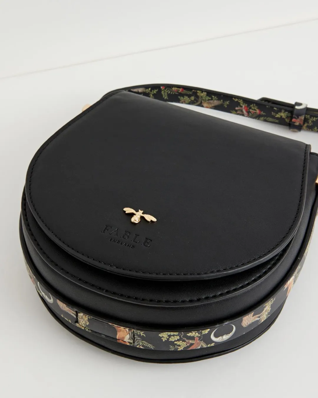 Fashion Fable England Woodland Toile Saddle Bag - Black
